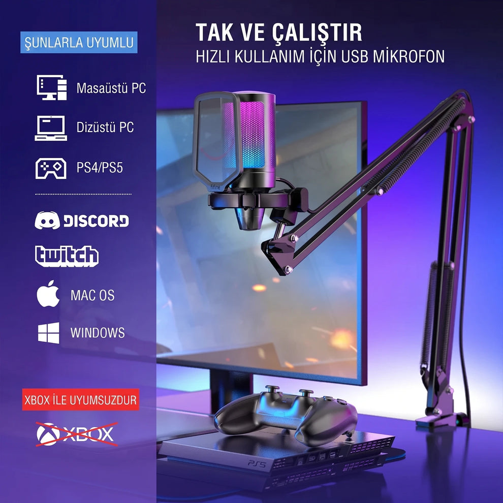Fifine A6T Tak ve Çalıştır Uyumlu Platformlar