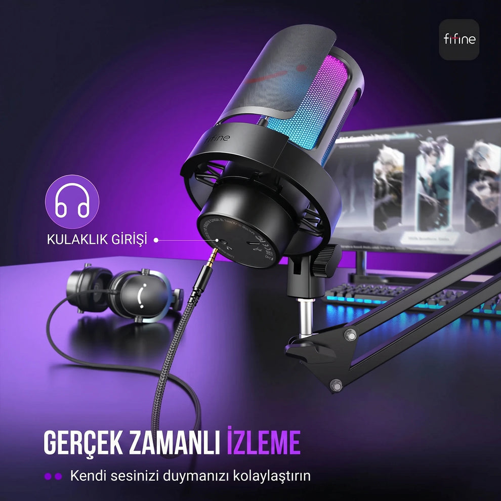Fifine A8T Kulaklık Girişi ve İzleme
