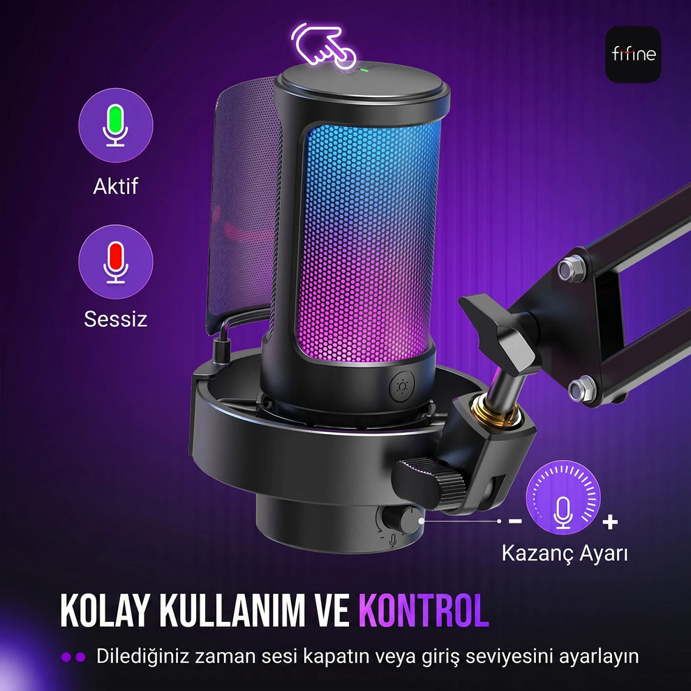 Fifine A8T Ses Kontrol ve Sessize Alma