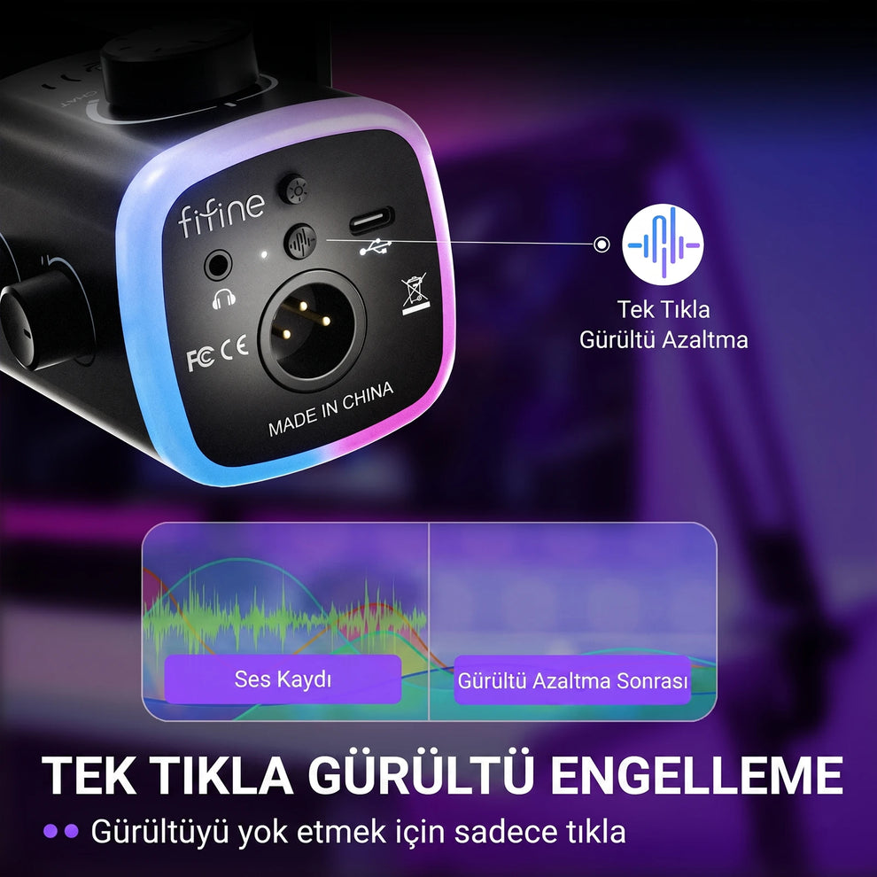 Fifine AM9 Tek Tıkla Gürültü Engelleme ENC