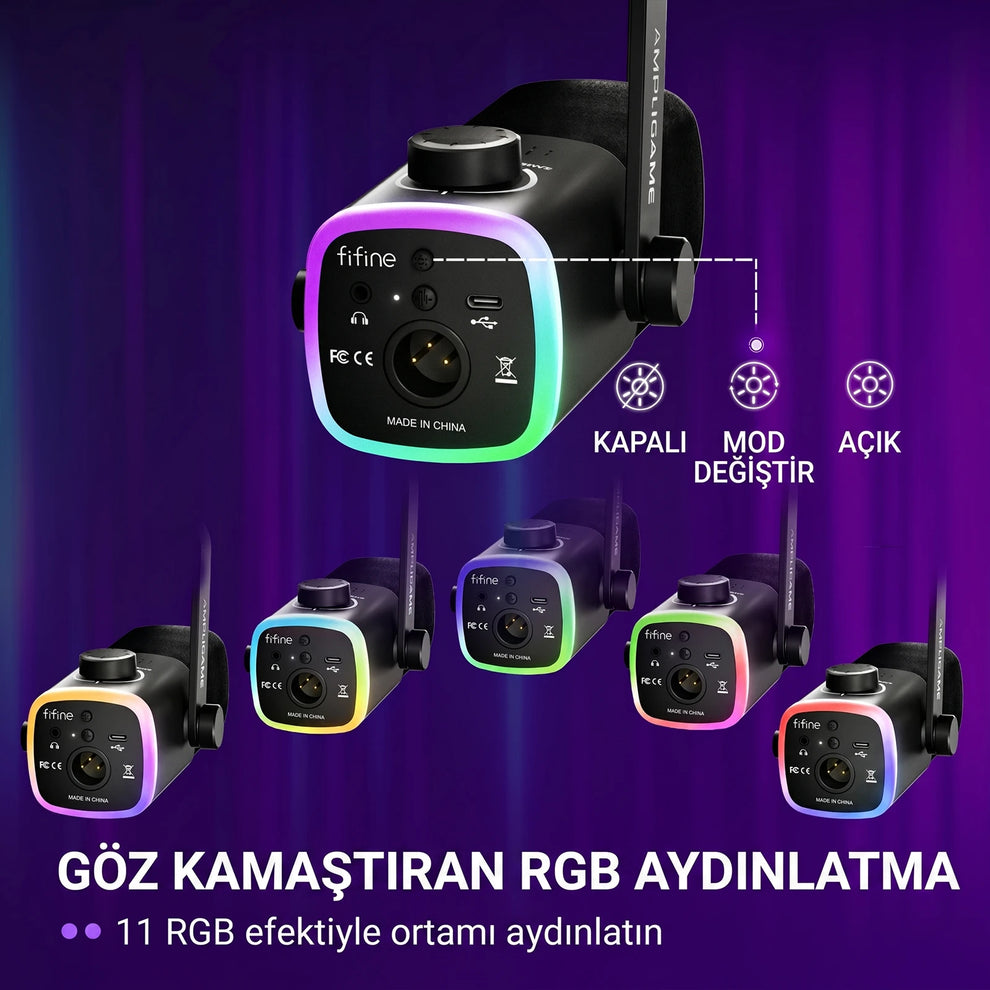 Fifine AM9 RGB Aydınlatma Efektleri