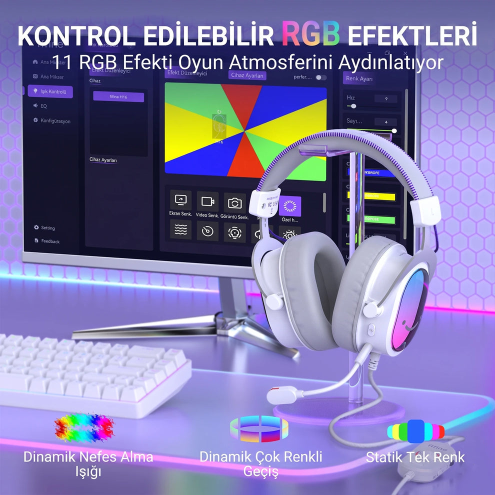 Fifine H16 Kontrol Edilebilir RGB Efektleri