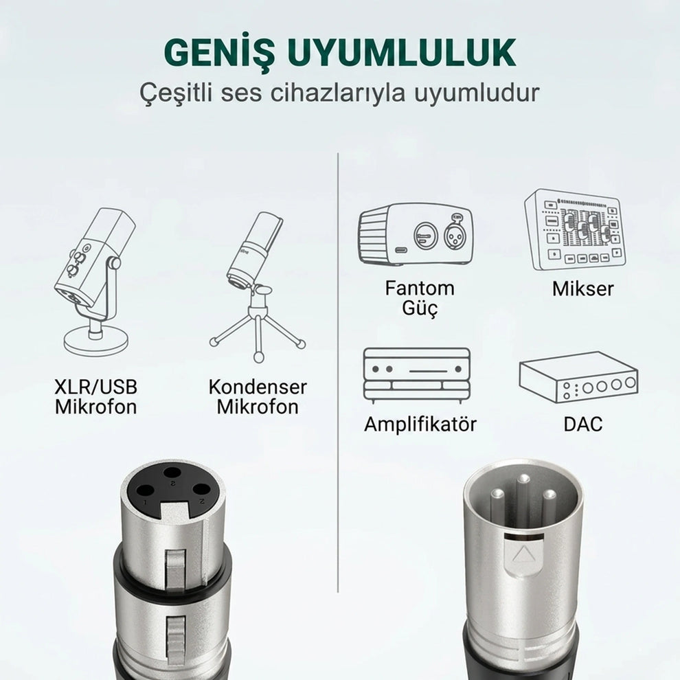 Fifine L9 XLR Kablo Geniş Uyumluluk