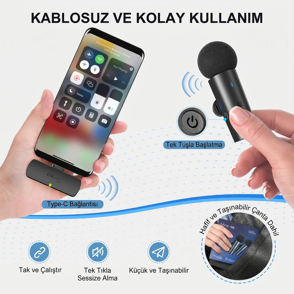 Fifine M8 Type-C Bağlantı Taşıma Çantası